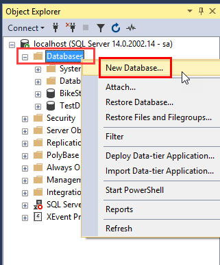 SQL database oluşturma 1